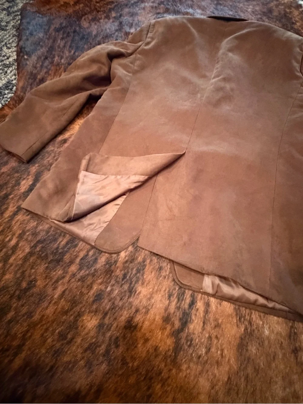 Lauren Ralph Lauren Blazer Men’s 40R Brown Suede Look Paisley Lining Sport Coat